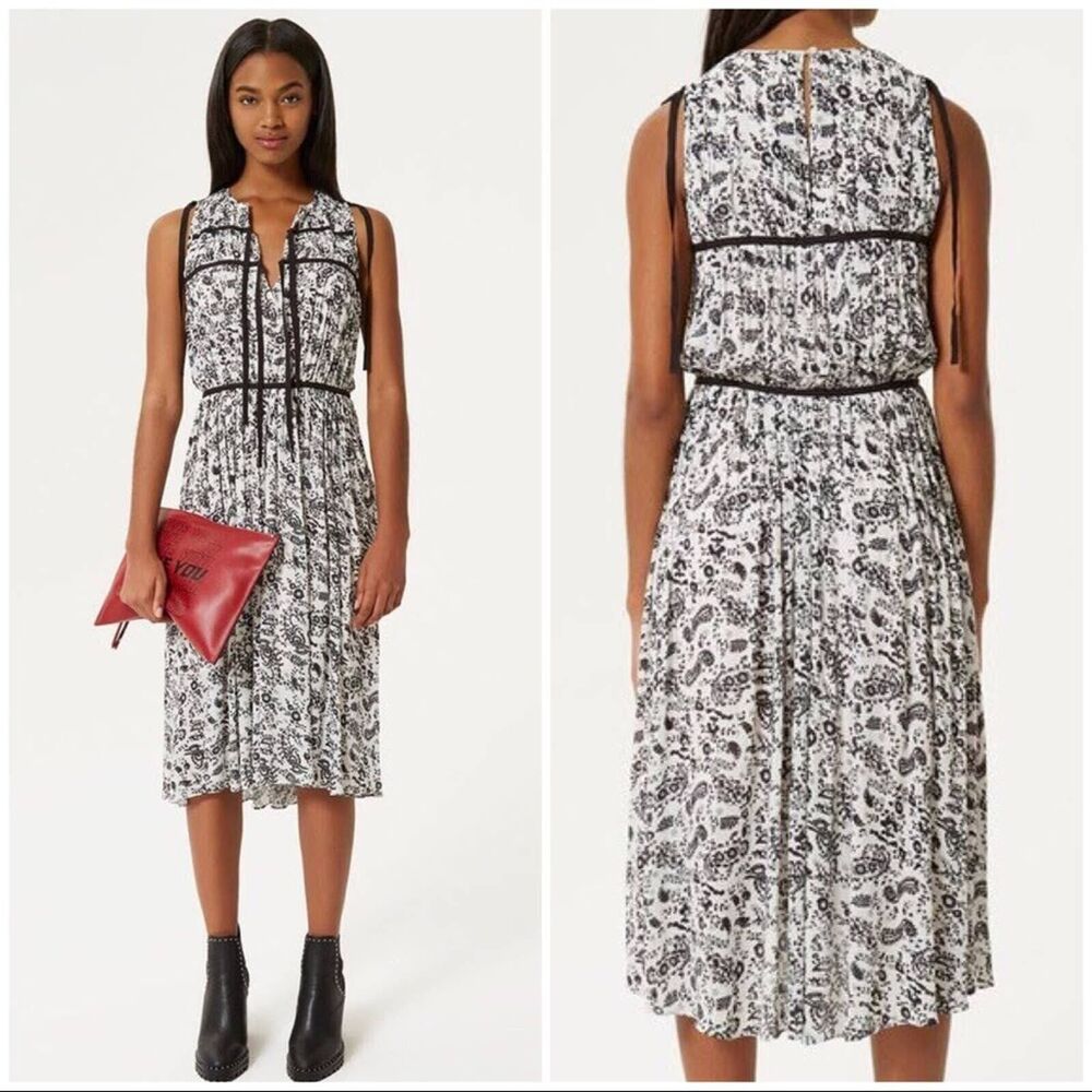 Rebecca Minkoff Women's Thea Midi Dress Size S Black Floral Sun Dress Sleeveless